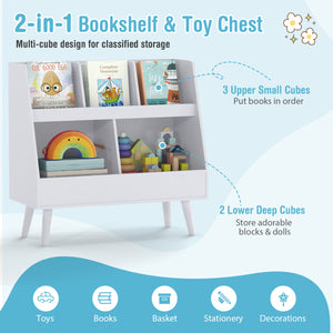 5-Cube Kids Bookshelf and Toy Organizer with Anti-Tipping Kits-Light Gray