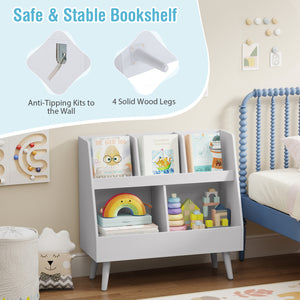 5-Cube Kids Bookshelf and Toy Organizer with Anti-Tipping Kits-Light Gray