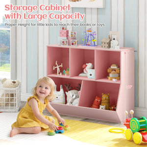 5-Cube Wooden Kids Toy Storage Organizer with Anti-Tipping Kits-Pink