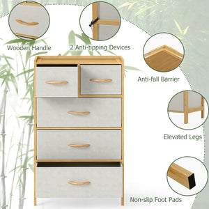5-Drawer Dresser with Top Shelf for Bedroom-Natural