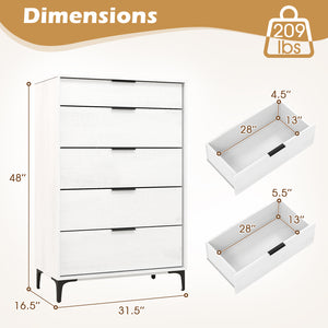 5-Drawer Dresser with Interlock System for Bedroom Living Room-White