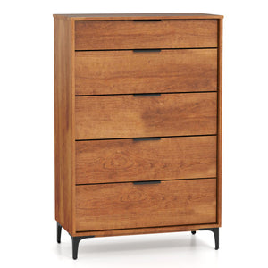 5-Drawer Dresser with Interlock System for Bedroom Living Room-Cherry