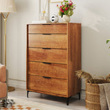 5-Drawer Dresser with Interlock System for Bedroom Living Room-Cherry