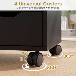5 Drawer Storage Cabinet on Wheels with Adjustable Shelf-Black