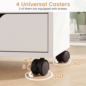 5 Drawer Storage Cabinet on Wheels with Adjustable Shelf-White