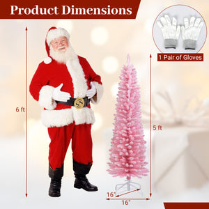 5 Feet Artificial Christmas Tree with 328 Branch Tips and Folding Metal Stand for Home