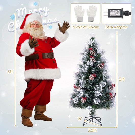 5 FT Flocked Christmas Tree with 8 Lighting Modes