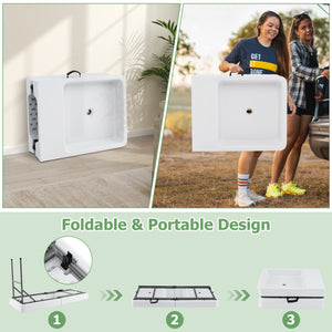 5 FT Folding Ice Cooler Table with Double Sinks for Camping Party Picnic Wedding-White