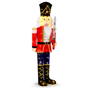 5 FT Lighted Nutcracker Soldier Outdoor Christmas Decoration with Glitter Sword