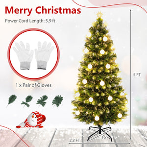 5 FT Pre-Lit Artificial Christmas Tree with Dazzling Optical Fibers