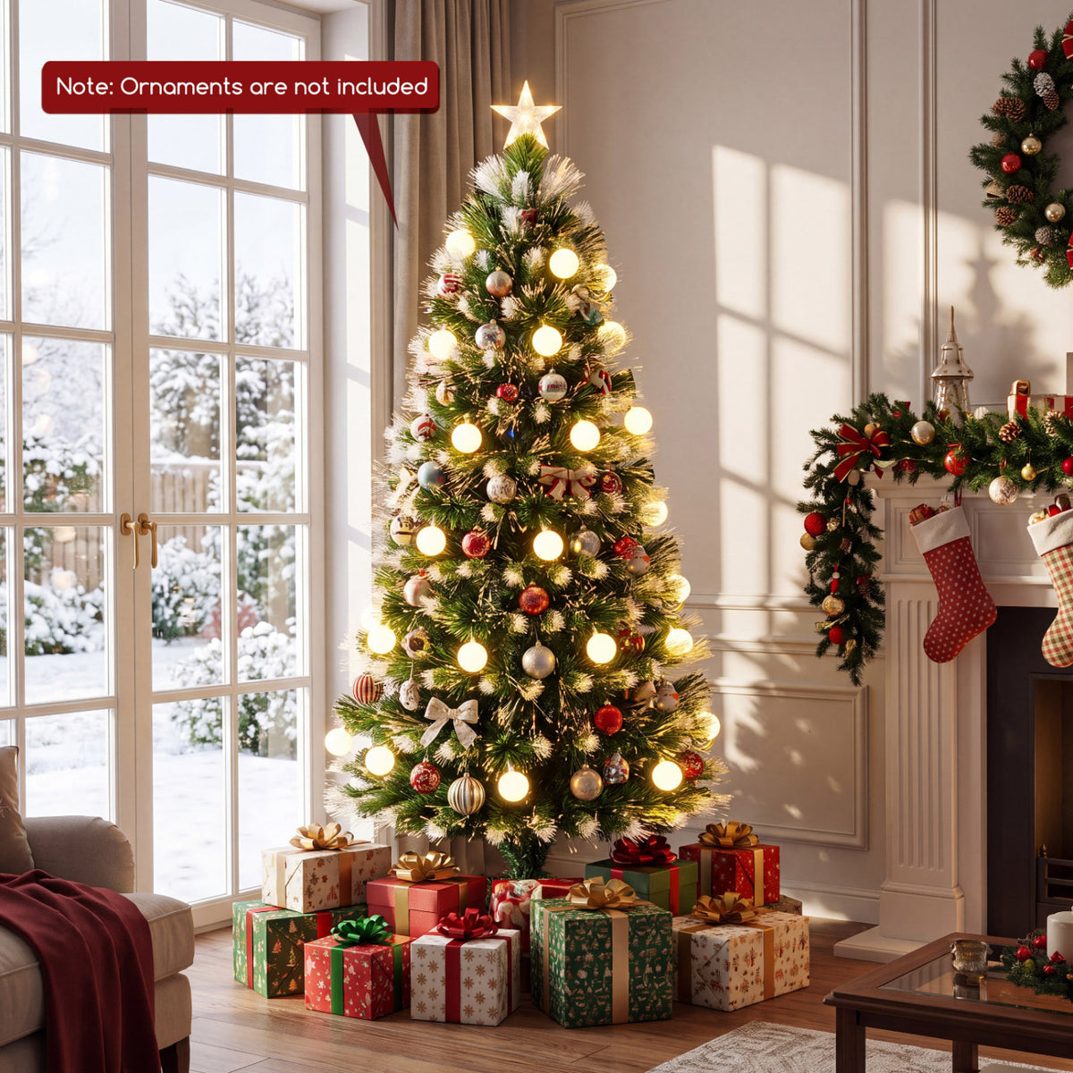 5 FT Pre-Lit Artificial Christmas Tree with Dazzling Optical Fibers