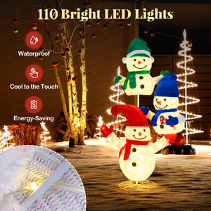 5 FT Stacked Snowman Lighted Christmas Decoration with 110 LED Lights