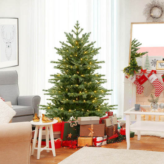 5/6/7 Feet Artificial Christmas Tree with 1426/2116/3156 Lush PVC and 200/300/400 Warm White LED Lights-5 fit