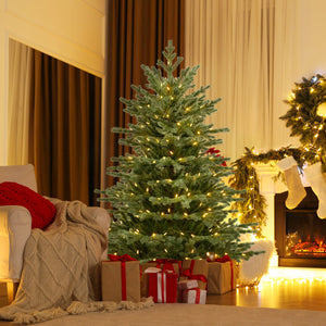 5/6/7 Feet Artificial Christmas Tree with 1426/2116/3156 Lush PVC and 200/300/400 Warm White LED Lights-5 fit