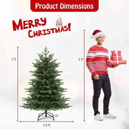 5/6/7 Feet Artificial Christmas Tree with 1426/2116/3156 Lush PVC and 200/300/400 Warm White LED Lights-5 fit
