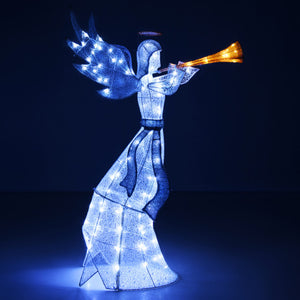 5 Feet Christmas Angel with 100 LED Lights and Ground Stakes