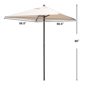 5 Feet Patio Square Market Table Umbrella Shelter with 4 Sturdy Ribs-Beige