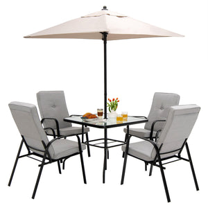 5 Feet Patio Square Market Table Umbrella Shelter with 4 Sturdy Ribs-Beige
