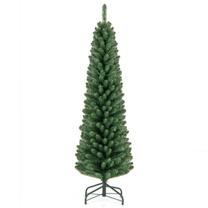 5/6/7/8 Feet Pencil Christmas Tree with 295/392/523/671 Memory Wire Branch Tips and Upgraded Metal Stand-5 feet