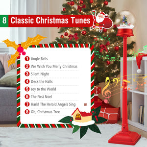 5 Ft Musical Christmas Street Lamp with 8 Tunes and Blowing Snow-Red