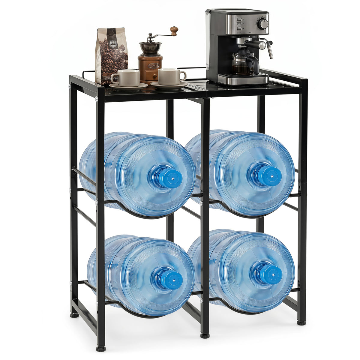 5 Gallon Water Jug Holder for 4 Bottles-Black