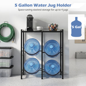 5 Gallon Water Jug Holder for 4 Bottles-Black