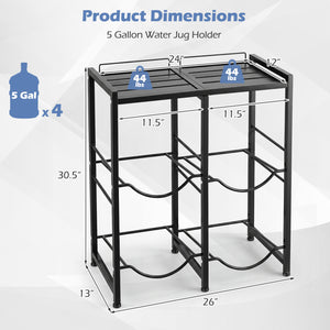 5 Gallon Water Jug Holder for 4 Bottles-Black