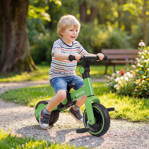 5-In-1 Toddler Bike Kids Balance Bike with Removable Pedals-Green