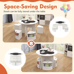 5 PCS Kids Table and Chair Set with Storage Stools for Activity-White
