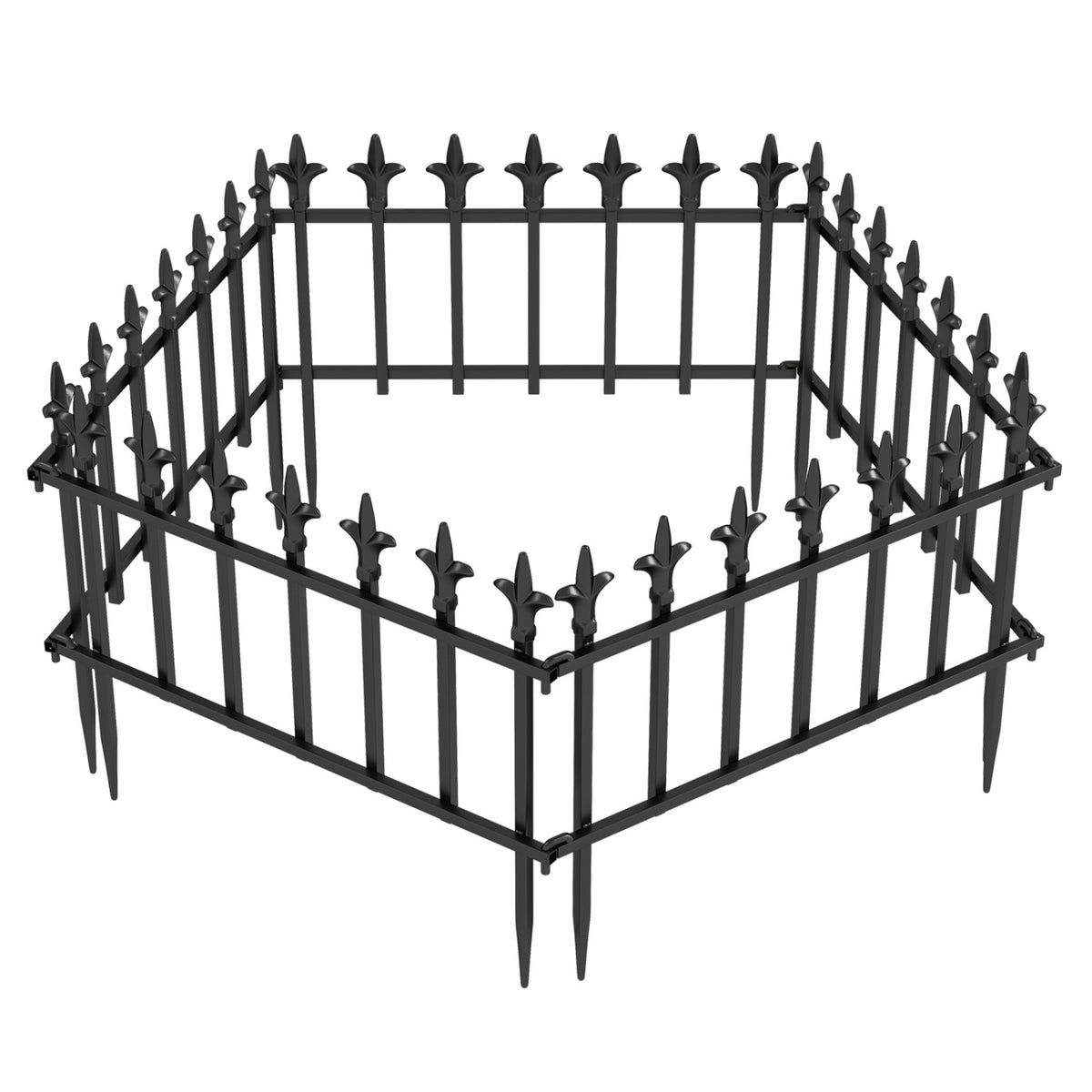 5-Pack/10-Pack Decorative Metal Garden Fence No Dig Landscape Fencing for Lawn-S