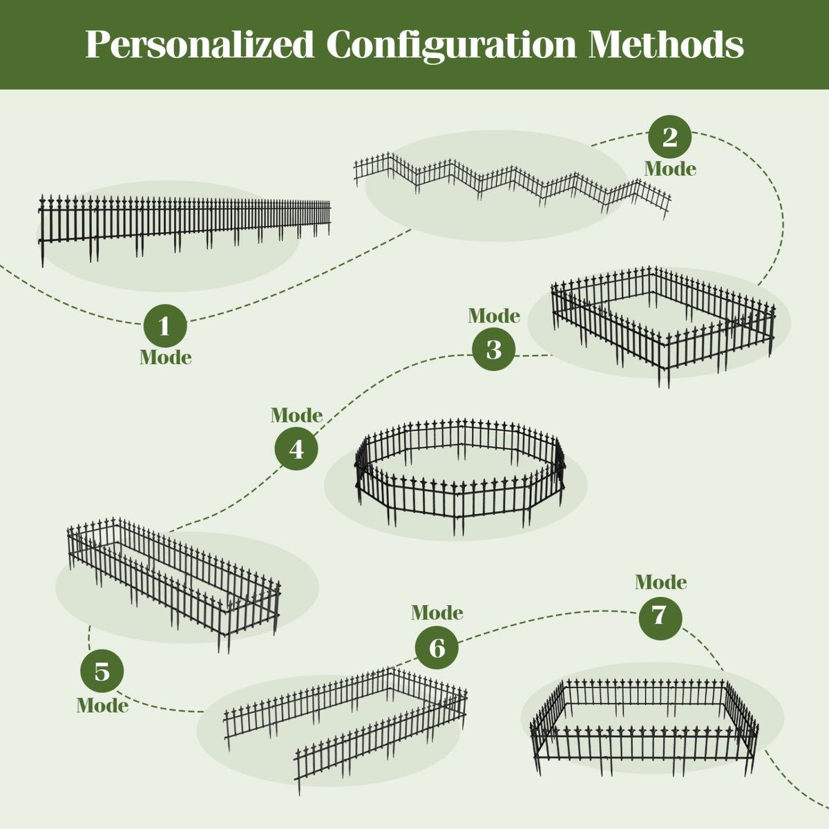 5-Pack/10-Pack Decorative Metal Garden Fence No Dig Landscape Fencing for Lawn-M