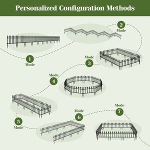 5-Pack/10-Pack Decorative Metal Garden Fence No Dig Landscape Fencing for Lawn-M