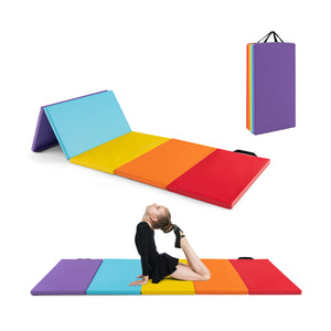 5-Panel Folding Gymnastics Mat for Kids-Red