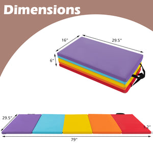 5-Panel Folding Gymnastics Mat for Kids-Red