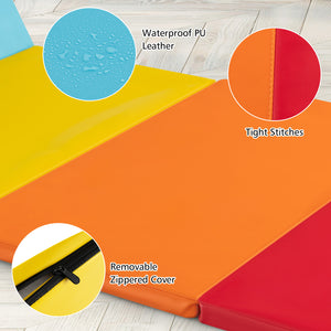 5-Panel Folding Gymnastics Mat for Kids-Red