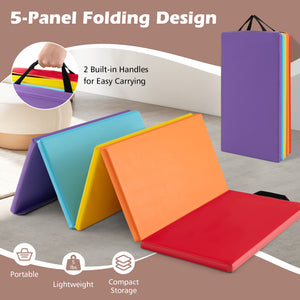 5-Panel Folding Gymnastics Mat for Kids-Red