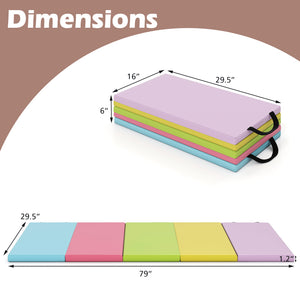 5-Panel Folding Gymnastics Mat for Kids-Green
