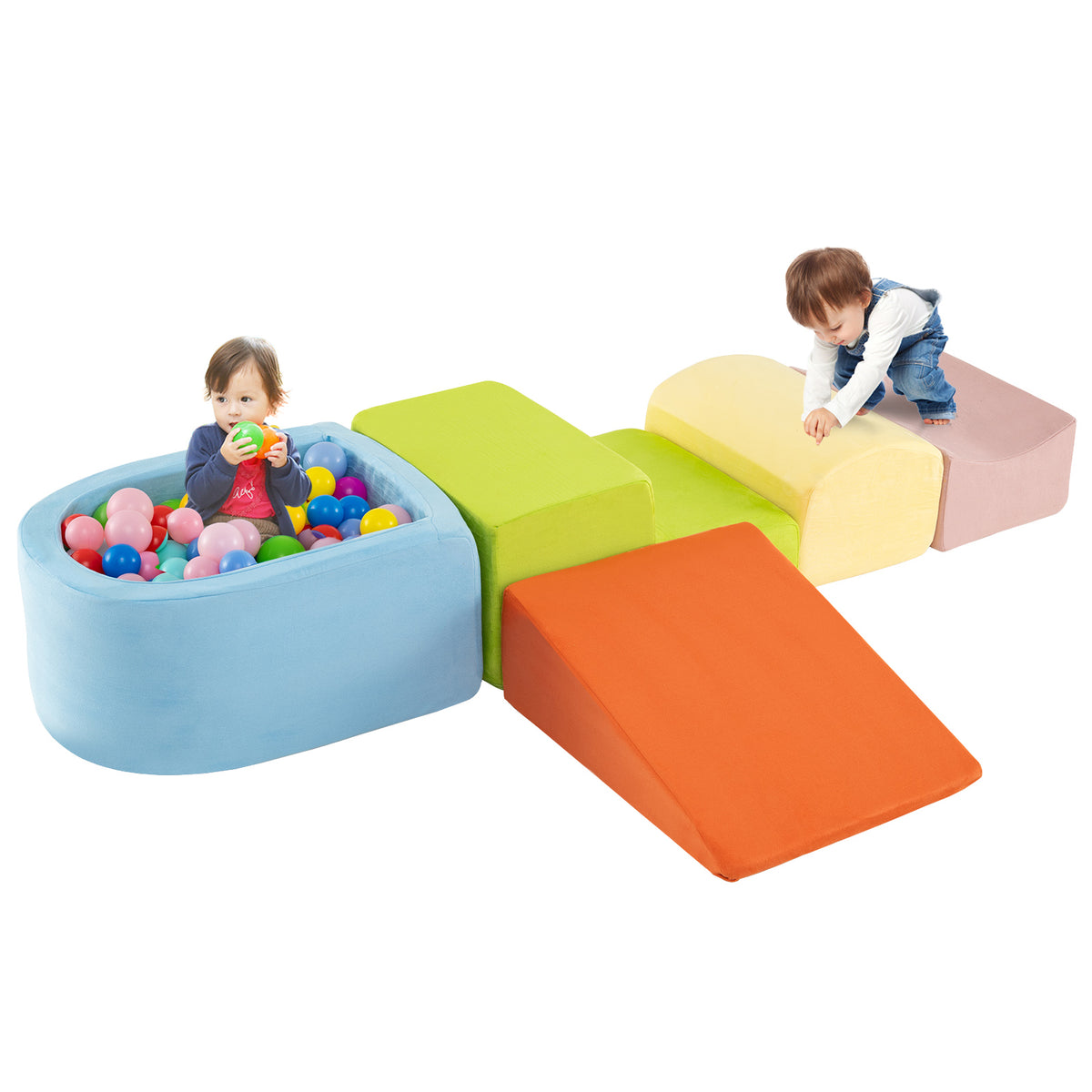 5-Piece Climb and Crawl Playset with Ball Pit for Kids-Multicolor