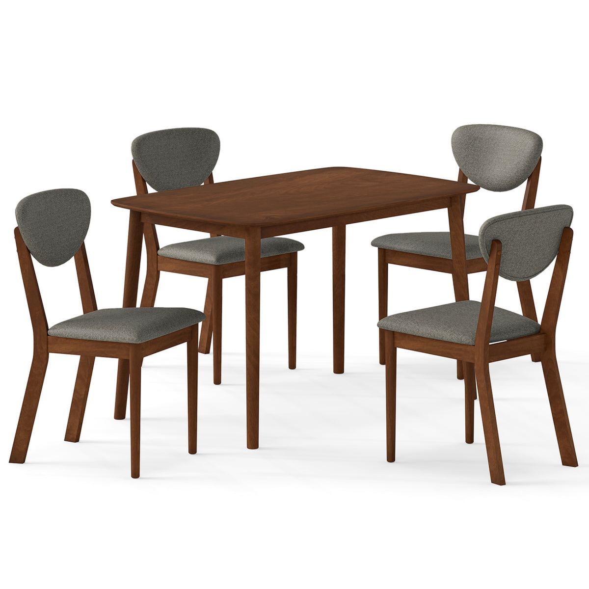 5-Piece Dining Set for 4 with Rectangular Table & Fabric Chairs for Living Room-Gray