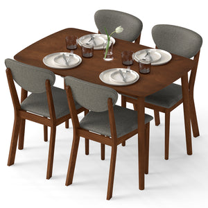 5-Piece Dining Set for 4 with Rectangular Table & Fabric Chairs for Living Room-Gray
