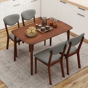 5-Piece Dining Set for 4 with Rectangular Table & Fabric Chairs for Living Room-Gray