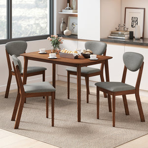 5-Piece Dining Set for 4 with Rectangular Table & Fabric Chairs for Living Room-Gray
