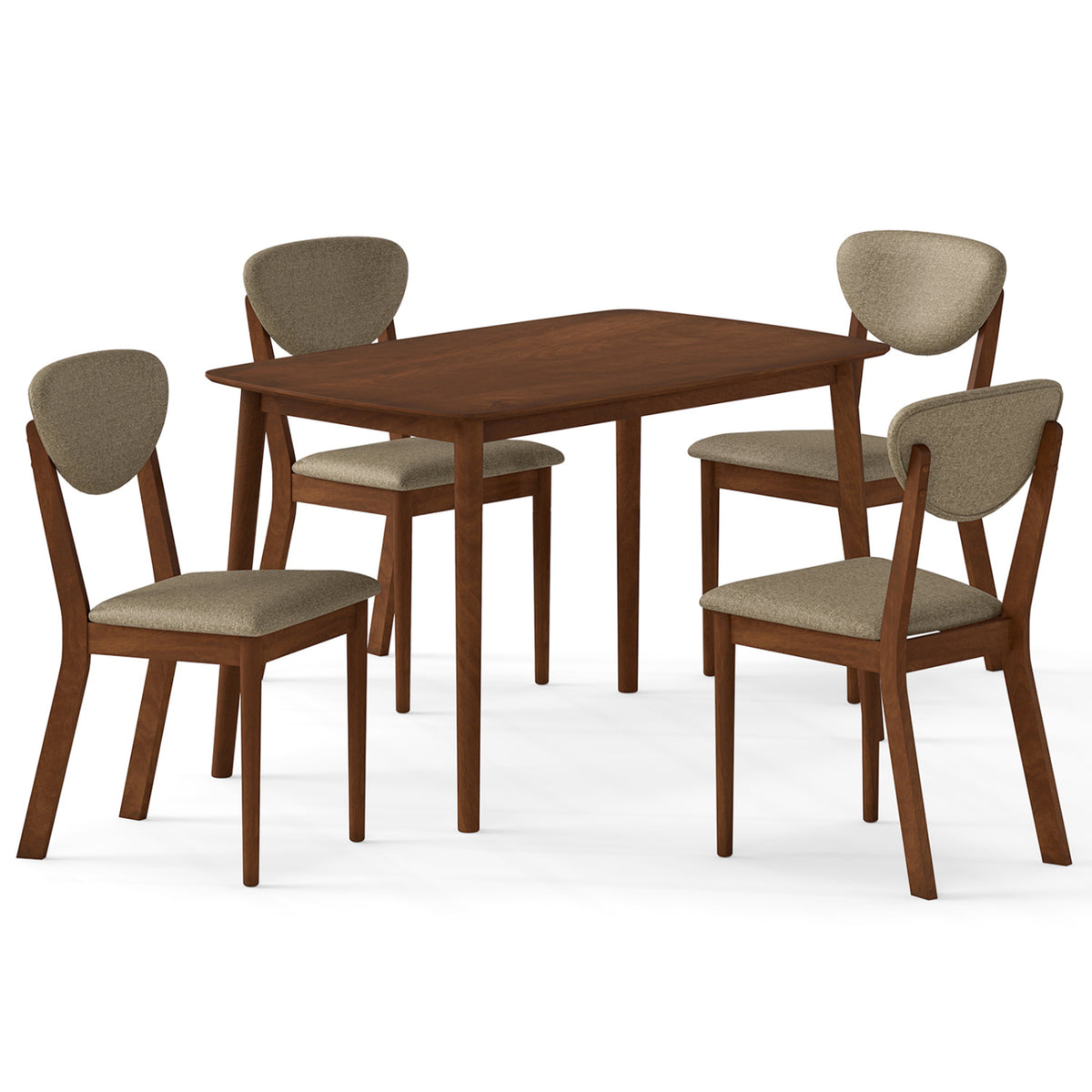 5-Piece Dining Set for 4 with Rectangular Table & Fabric Chairs for Living Room-Beige