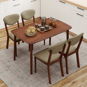5-Piece Dining Set for 4 with Rectangular Table & Fabric Chairs for Living Room-Beige
