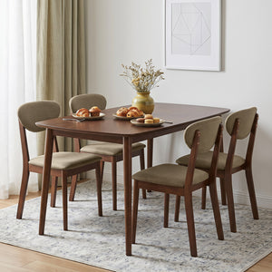 5-Piece Dining Set for 4 with Rectangular Table & Fabric Chairs for Living Room-Beige