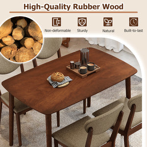5-Piece Dining Set for 4 with Rectangular Table & Fabric Chairs for Living Room-Beige