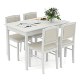 5-Piece Dining Set for 4 with Rubber Wood Legs for Small Dining Room-Beige