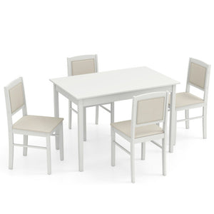 5-Piece Dining Set for 4 with Rubber Wood Legs for Small Dining Room-Beige