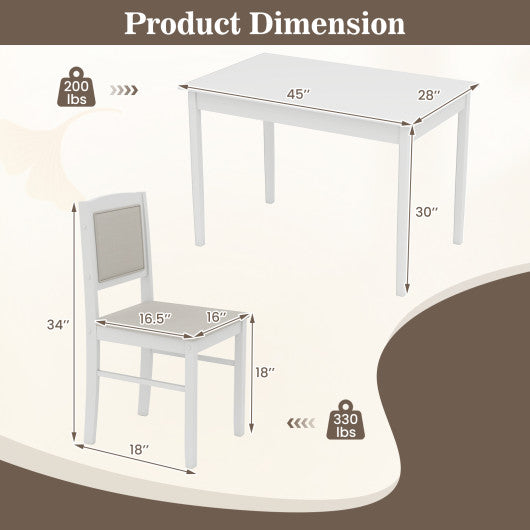 5-Piece Dining Set for 4 with Rubber Wood Legs for Small Dining Room-Beige