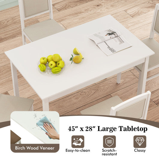 5-Piece Dining Set for 4 with Rubber Wood Legs for Small Dining Room-Beige